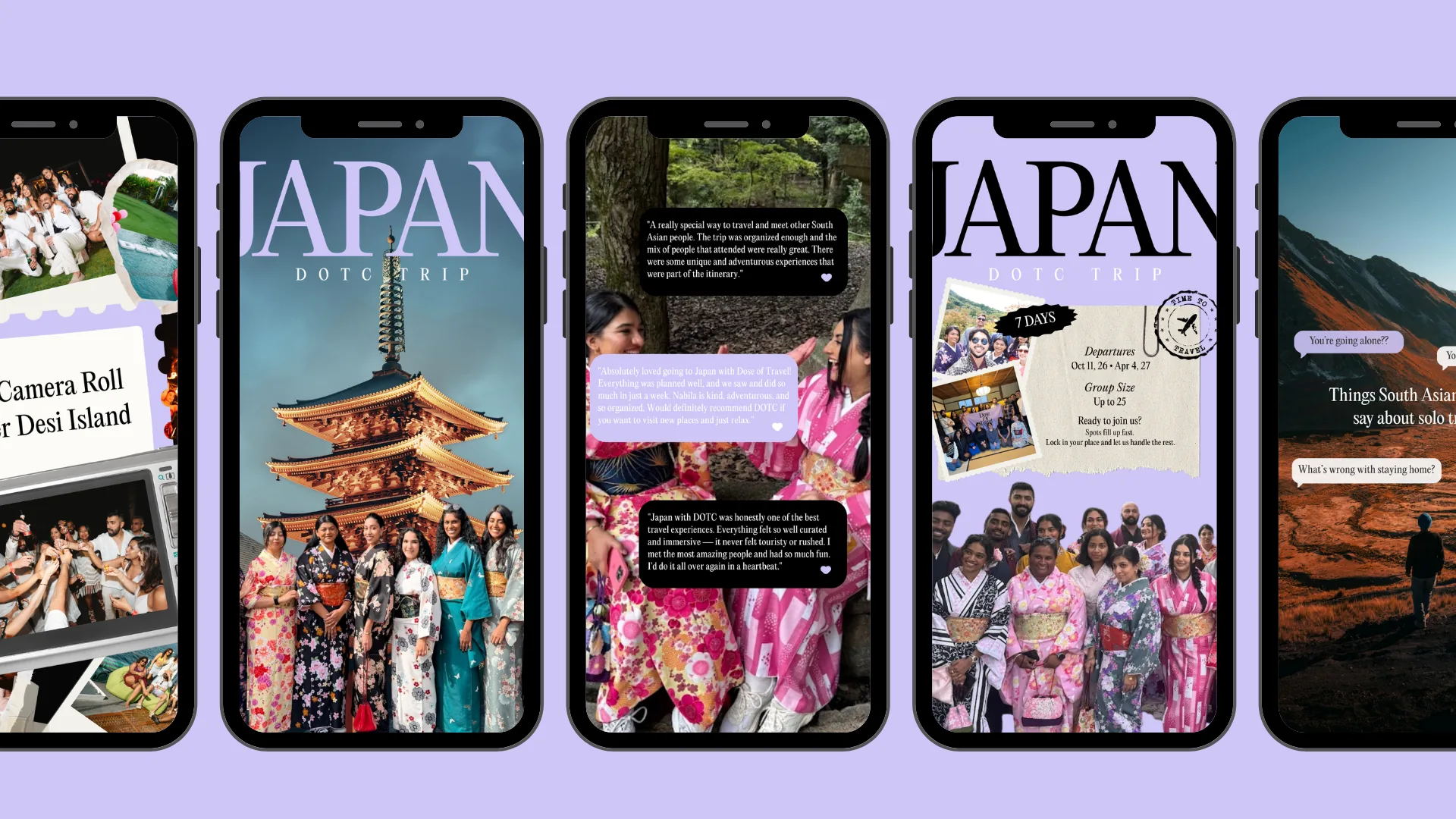 Dose of Travel stories: Japan dot trip covers, camera roll and group travel photos