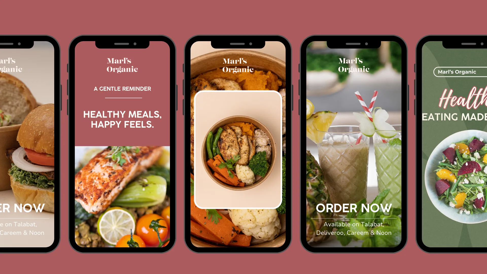Marls Organic stories: healthy meals happy feels and order now